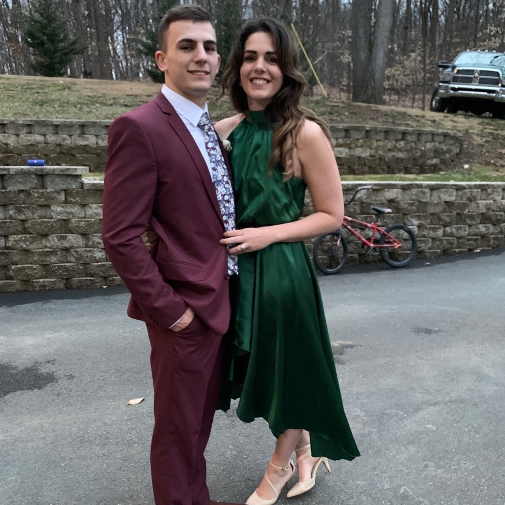 Emerald Green satin dress! Worn once to my brothers wedding